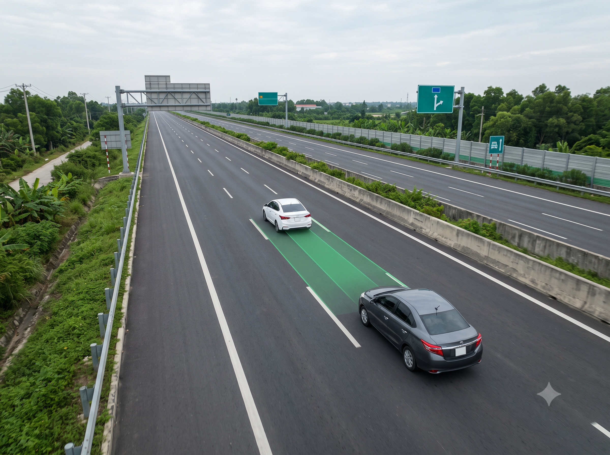 Hai xe giữ khoảng cách trên cao tốc Việt Nam